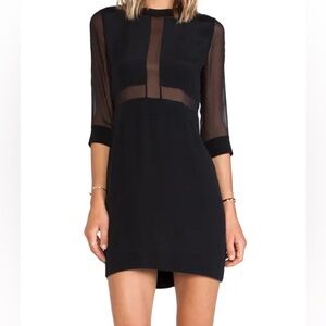 IRO Black Sheer Panel Mini Dress